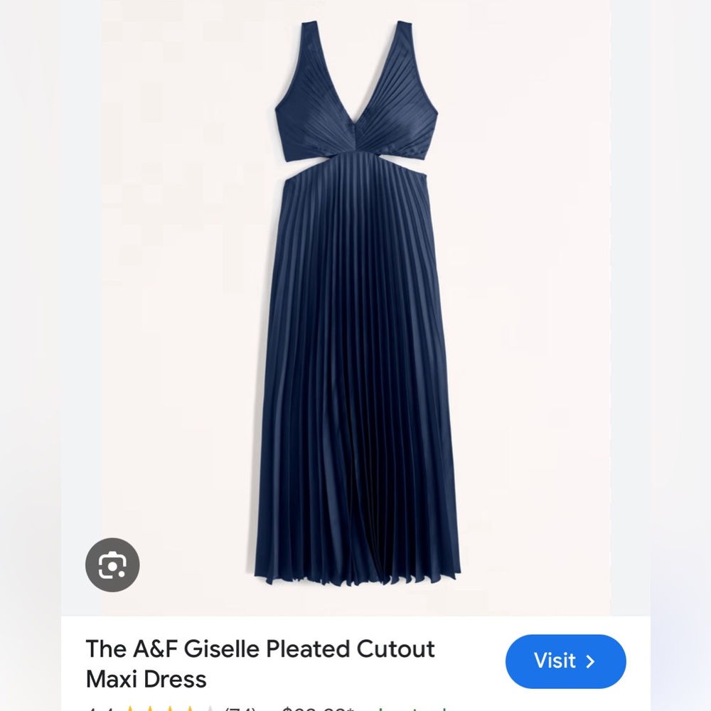 Abercrombie & Fitch Navy Pleated Cutout Maxi Dress